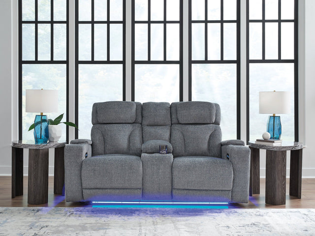 Studio Cave Steel Power Reclining Loveseat w/Console (Online Special Price) - Ornate Home