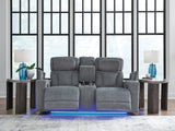 Studio Cave Steel Power Reclining Loveseat w/Console (Online Special Price) - Ornate Home