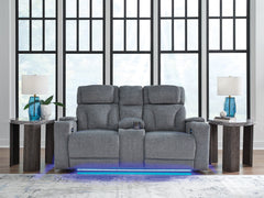 Studio Cave Steel Power Reclining Loveseat w/Console - Ornate Home