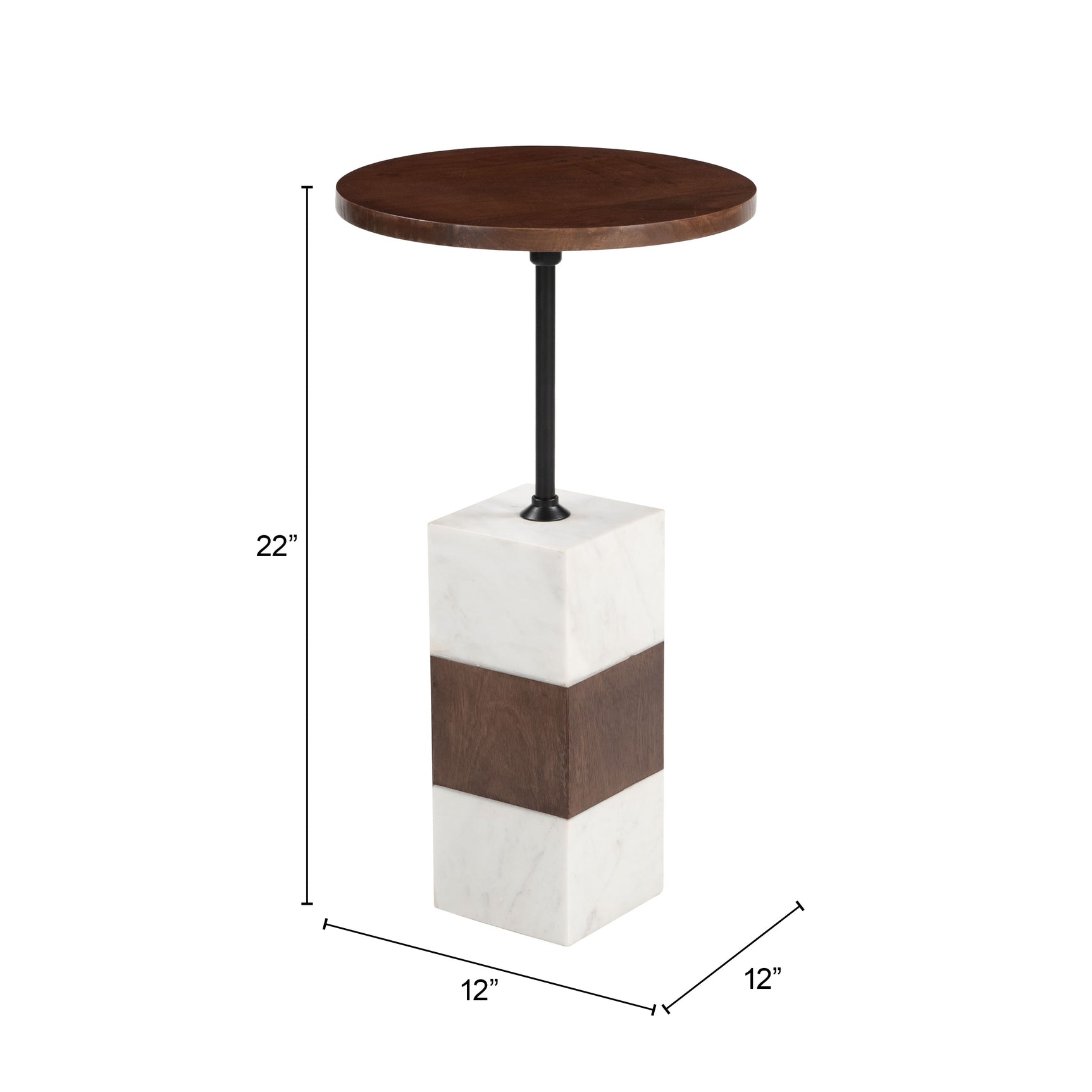 Stuk Brown & White Side Table - Ornate Home