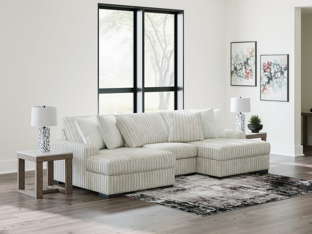 Stupendous Alloy 3-Piece Sectional with Double Chaise (Online Special Price) - Ornate Home