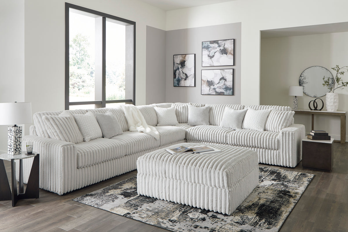 Stupendous Alloy 4-Piece Sectional and Oversized Accent Ottoman - Ornate Home