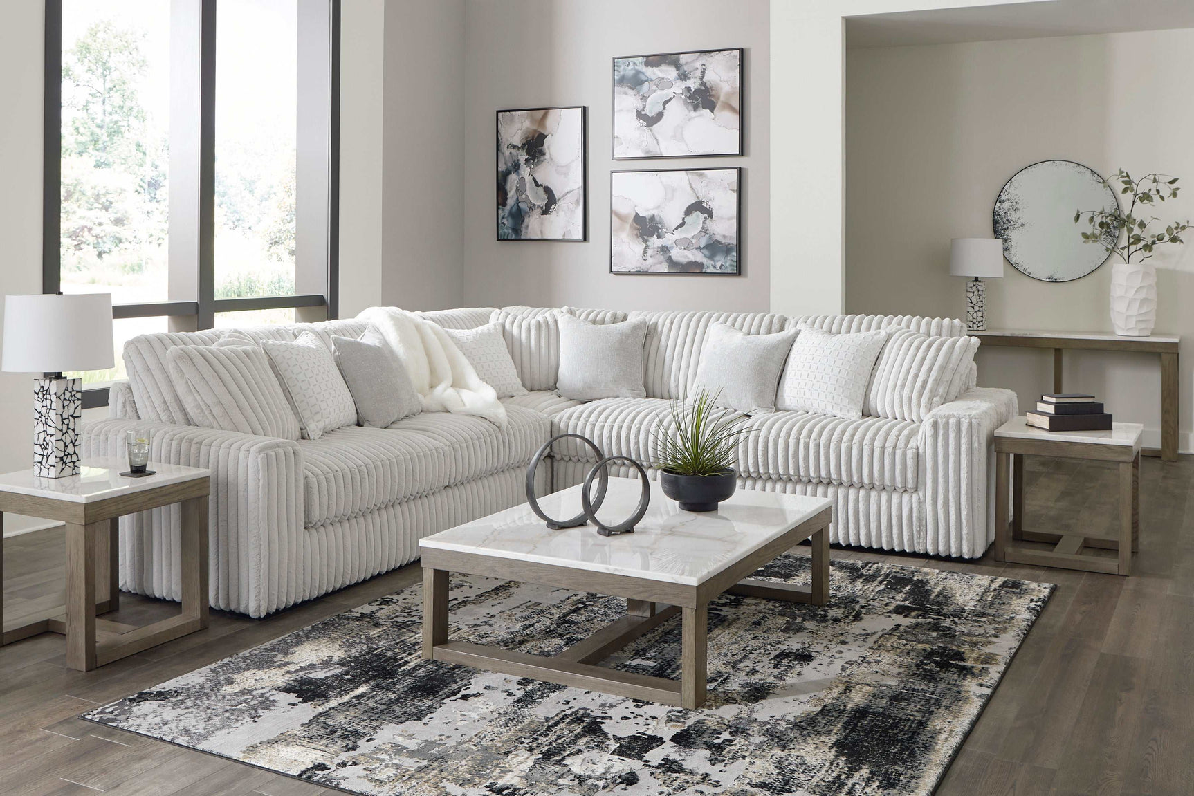 Stupendous Alloy Corduroy Symmetrical Sectional Living Room Set / 3pc (Online Special Price) - Ornate Home