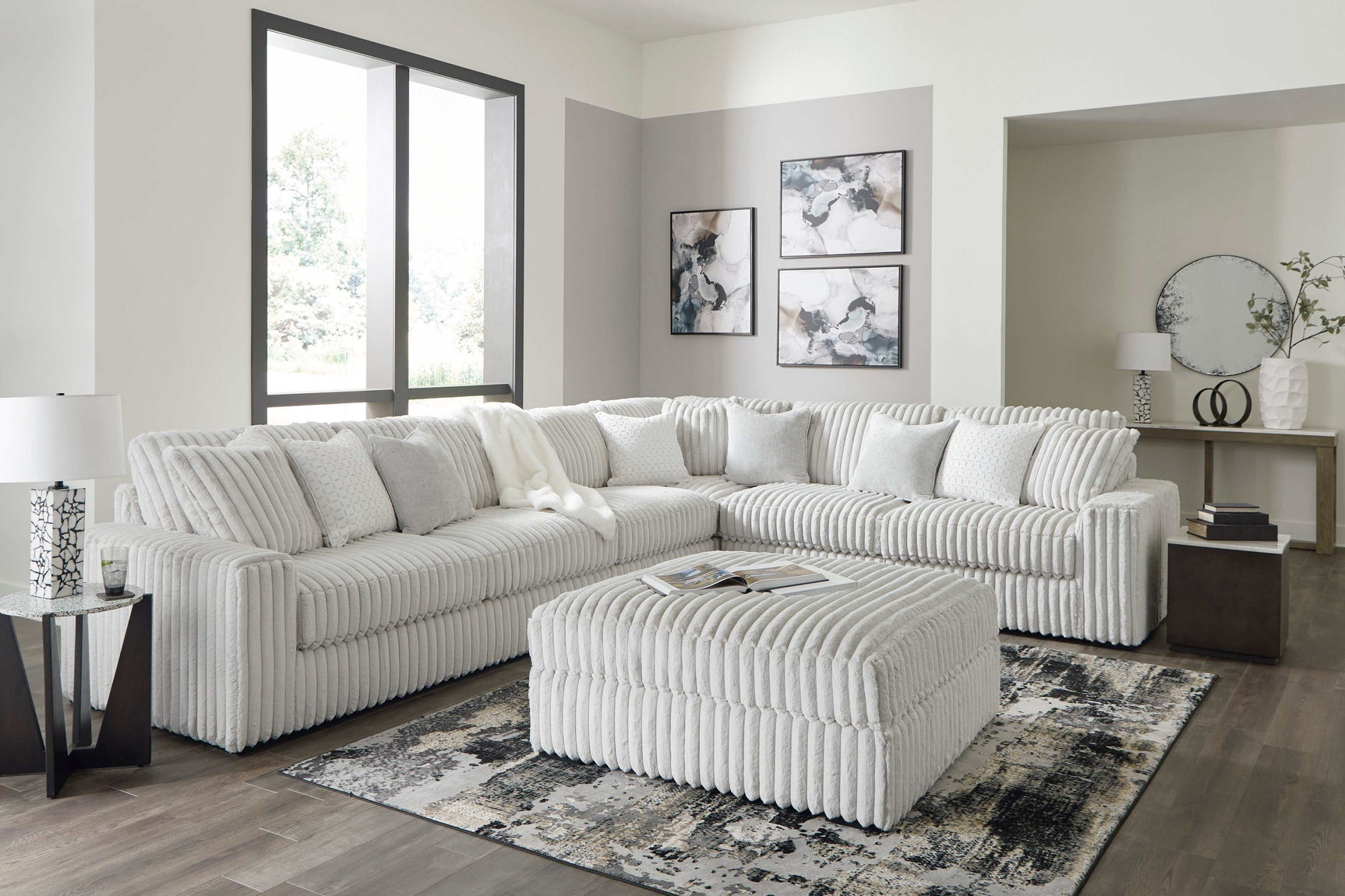 Stupendous Alloy Corduroy Symmetrical Sectional Living Room Set / 4pc (Online Special Price) - Ornate Home