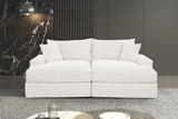 Stupendous II White Corduroy Double Chaise Sectional Sofa - Ornate Home