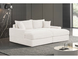 Stupendous II White Corduroy Double Chaise Sectional Sofa - Ornate Home