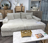 Stupendous II White Corduroy Double Chaise Sectional Sofa - Ornate Home