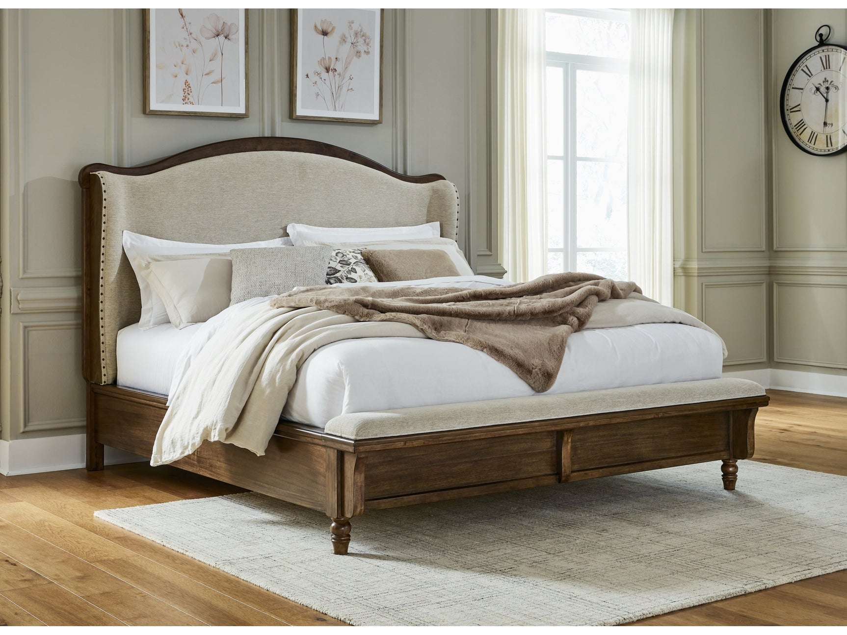 Sturlayne Brown King Upholstered Panel Bed - Ornate Home