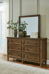 Sturlayne Brown Queen Upholstered Panel Bed & Dresser & Mirror (Online Special Price) - Ornate Home