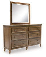 Sturlayne Brown Queen Upholstered Panel Bed & Dresser & Mirror (Online Special Price) - Ornate Home