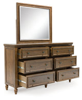 Sturlayne Brown Queen Upholstered Panel Bed & Dresser & Mirror (Online Special Price) - Ornate Home