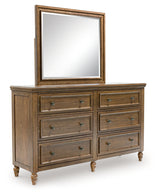 Sturlayne Brown Queen Upholstered Panel Bed & Dresser & Mirror - Ornate Home