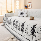 Stylish Chenille Pine Tree Couch Cover Blanket on Sectional Sofa, Universal Cat Proof Furniture Covers - Ornate Home