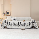 Stylish Chenille Pine Tree Couch Cover Blanket on Sectional Sofa, Universal Cat Proof Furniture Covers - Ornate Home
