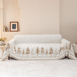 Stylish Chenille Pine Tree Couch Cover Blanket on Sectional Sofa, Universal Cat Proof Furniture Covers - Ornate Home
