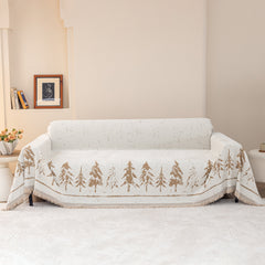 Stylish Chenille Pine Tree Couch Cover Blanket on Sectional Sofa, Universal Cat Proof Furniture Covers - Ornate Home