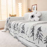 Stylish Chenille Pine Tree Couch Cover Blanket on Sectional Sofa, Universal Cat Proof Furniture Covers - Ornate Home