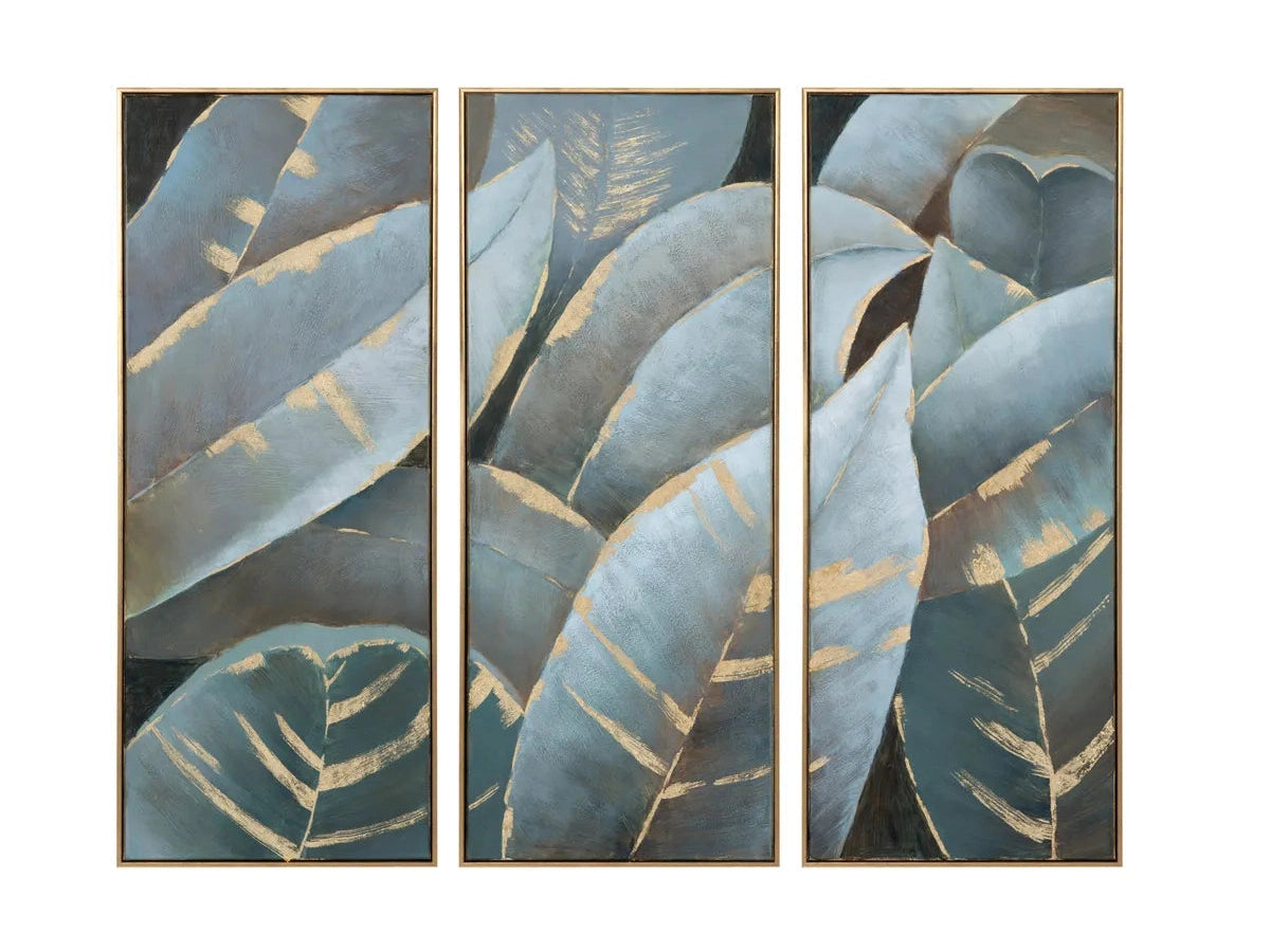 Stylized Palms Blue/Gold Canvas - Ornate Home