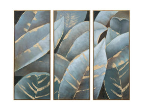 Stylized Palms Blue/Gold Canvas - Ornate Home