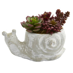 Succulent Artificial Plant in Elephant and Snail Planter (Set of 2) - Ornate Home