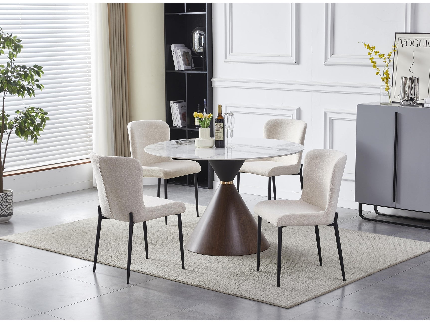 Suffolk Sintered Stone/Beige 4-Piece Dining Table Set - Ornate Home