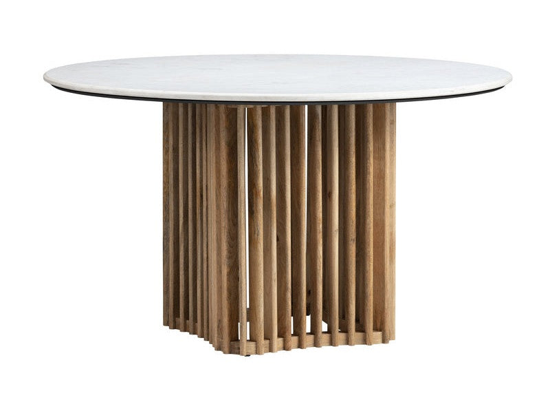 Sullivan Brown/White Round Marble Dining Table - Ornate Home