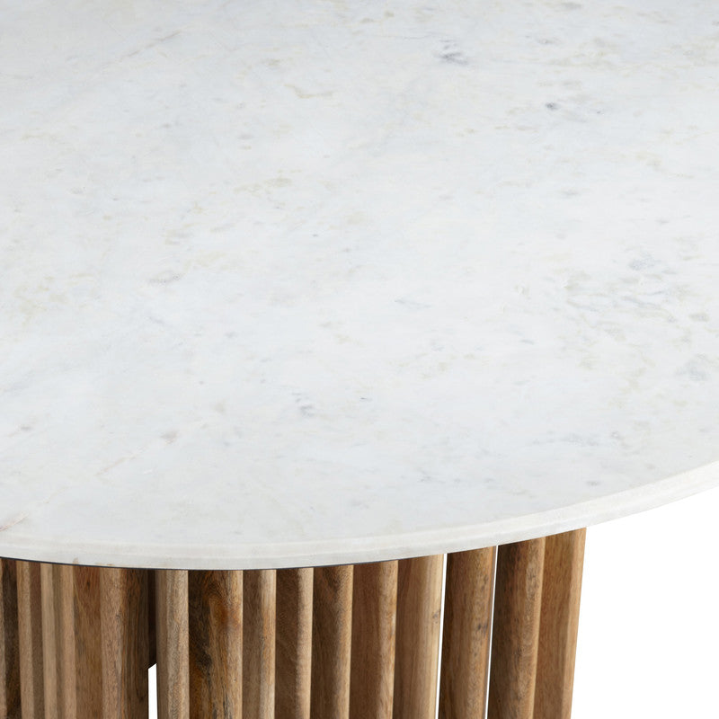 Sullivan Brown/White Round Marble Dining Table - Ornate Home