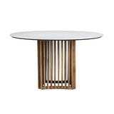 Sullivan Brown/White Round Marble Dining Table - Ornate Home