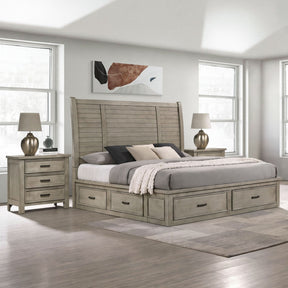 Sullivan Drift Grey 3-Piece King Storage Bedroom Set with 2 Nightstands - Ornate Home