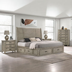 Sullivan Drift Grey 4-Piece King Storage Bedroom Set with 2 Nightstands & Chest