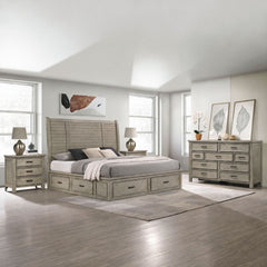 Sullivan Drift Grey 4-Piece Queen Storage Bedroom Set with 2 Nightstands & Dresser