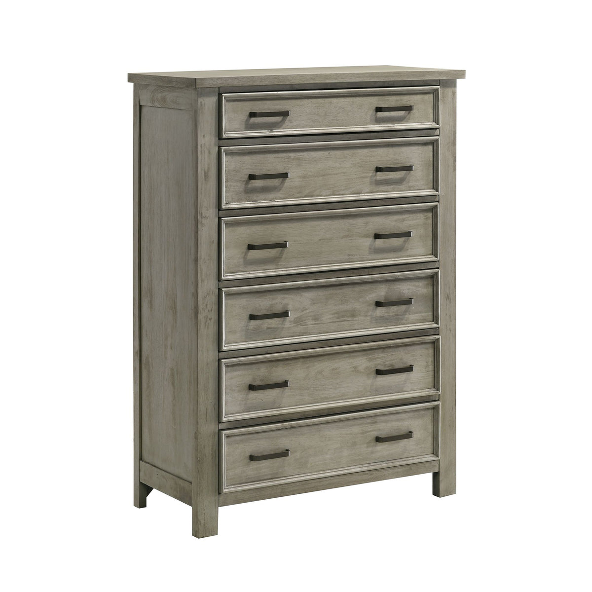 Sullivan Drift Grey 5-Piece King Storage Bedroom Set with 2 Nightstands, Dresser & Chest - Ornate Home