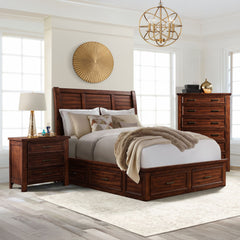 Sullivan Rich Cherry 3-Piece King Storage Bedroom Set - Ornate Home