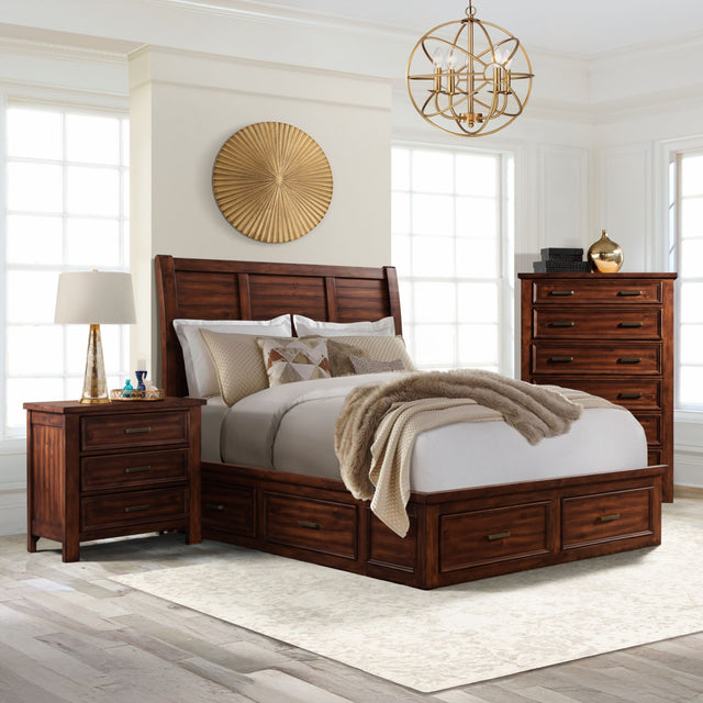 Sullivan Rich Cherry 3-Piece Queen Storage Bedroom Set - Ornate Home