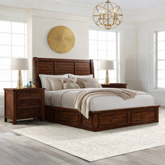 Sullivan Rich Cherry 3-Piece Queen Storage Bedroom Set with 2 Nightstands