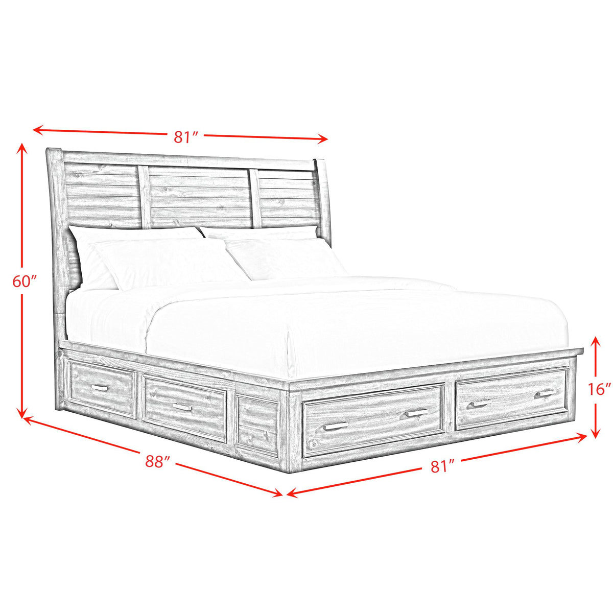 Sullivan Rich Cherry 4-Piece King Storage Bedroom Set with 2 Nightstands & Chest - Ornate Home