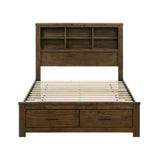 Sullivan Wire-Brushed Oak 5-Piece Set Queen Wall Platform Bed - Ornate Home