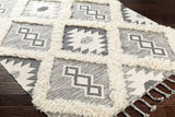 Sultan Charcoal/Beige Tribal Tassel Wool Rug - Clearance - Ornate Home