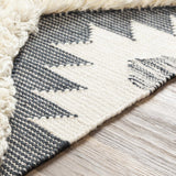 Sultan Charcoal/Beige Tribal Tassel Wool Rug - Clearance - Ornate Home