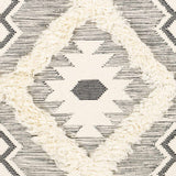 Sultan Charcoal/Beige Tribal Tassel Wool Rug - Clearance - Ornate Home