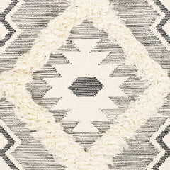 Sultan Charcoal/Beige Tribal Tassel Wool Rug - Clearance - Ornate Home
