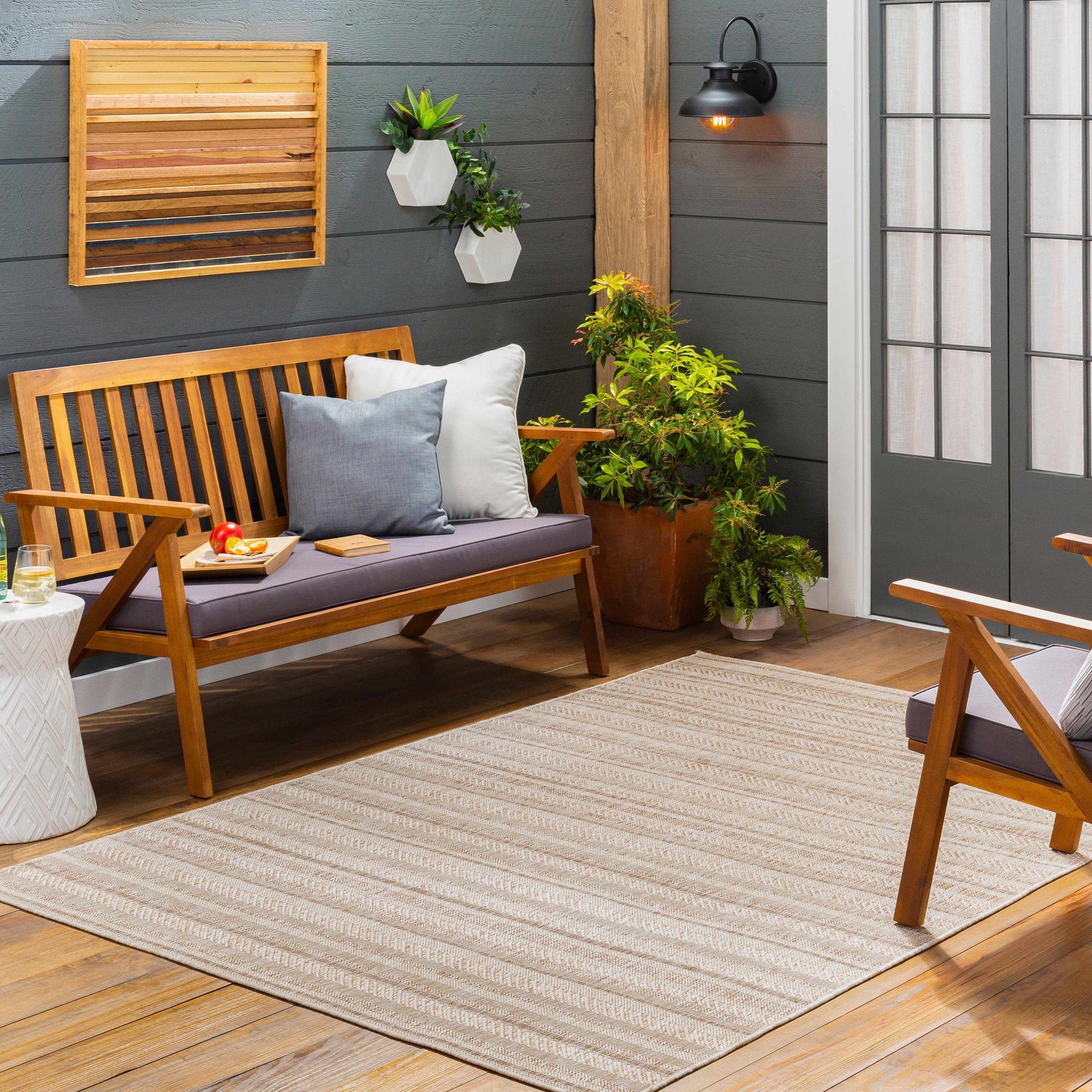 Sultanhisar Striped Nordic Outdoor Rug - Ornate Home