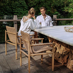 Sumba Brown Golden Flax Outdoor Dining Chair - Ornate Home