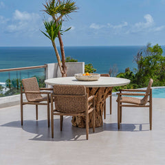 Sumba Brown Golden Flax Outdoor Dining Chair - Ornate Home