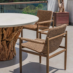 Sumba Brown Golden Flax Outdoor Dining Chair - Ornate Home