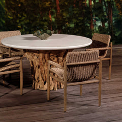 Sumba Brown Golden Flax Outdoor Dining Chair - Ornate Home