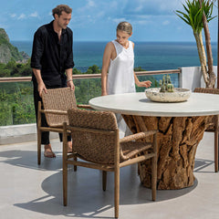 Sumba Brown Golden Flax Outdoor Dining Chair - Ornate Home
