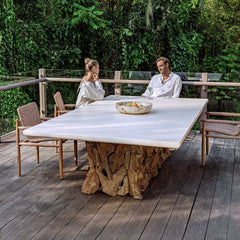 Sumba Brown Golden Flax Outdoor Dining Chair - Ornate Home