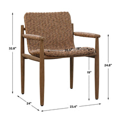Sumba Brown Golden Flax Outdoor Dining Chair - Ornate Home