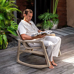 Sumba Gray Outdoor Wicker Rocking Chair - Ornate Home